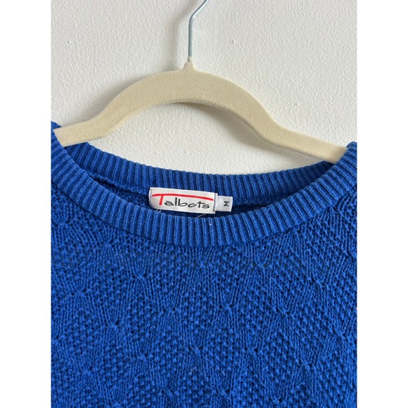 Talbots Womens Royal Blue Textured Diamond Knit Crewneck Sweater Size M - Picture 3 of 3